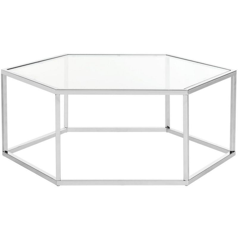 Eliana 36" Chrome and Glass Hexagonal Coffee Table