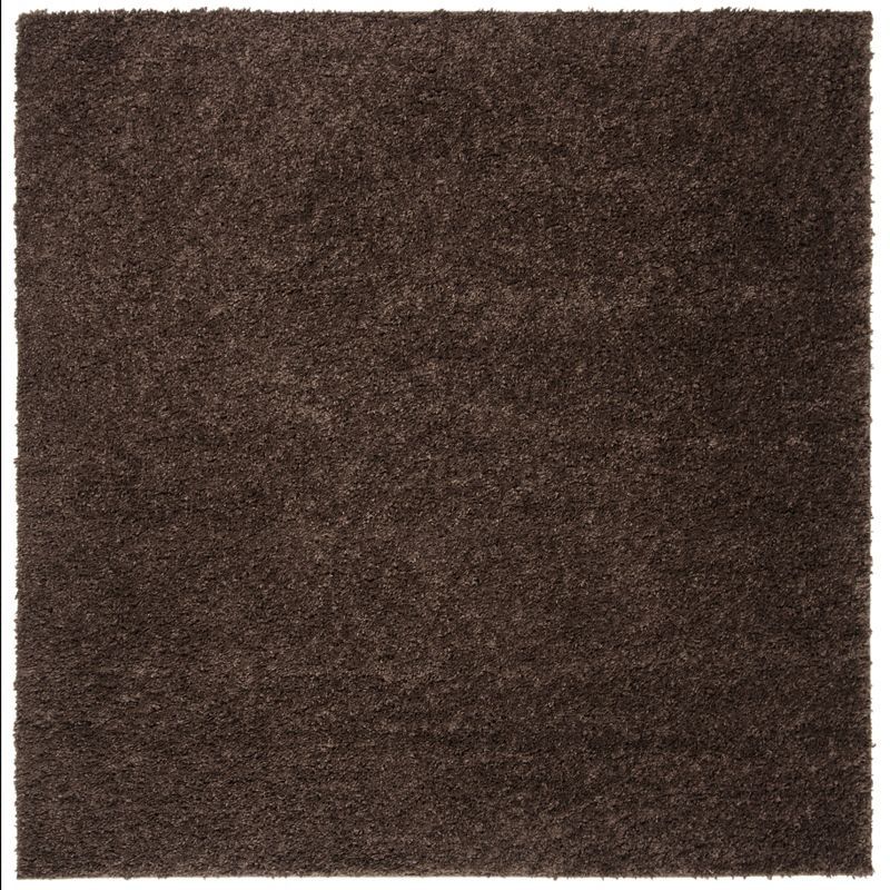 Luxe Comfort 54'' Brown Synthetic Square Shag Area Rug