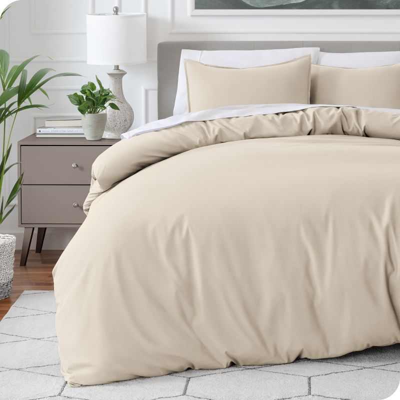 Queen Sand Ultra-Soft Microfiber Duvet Cover Set