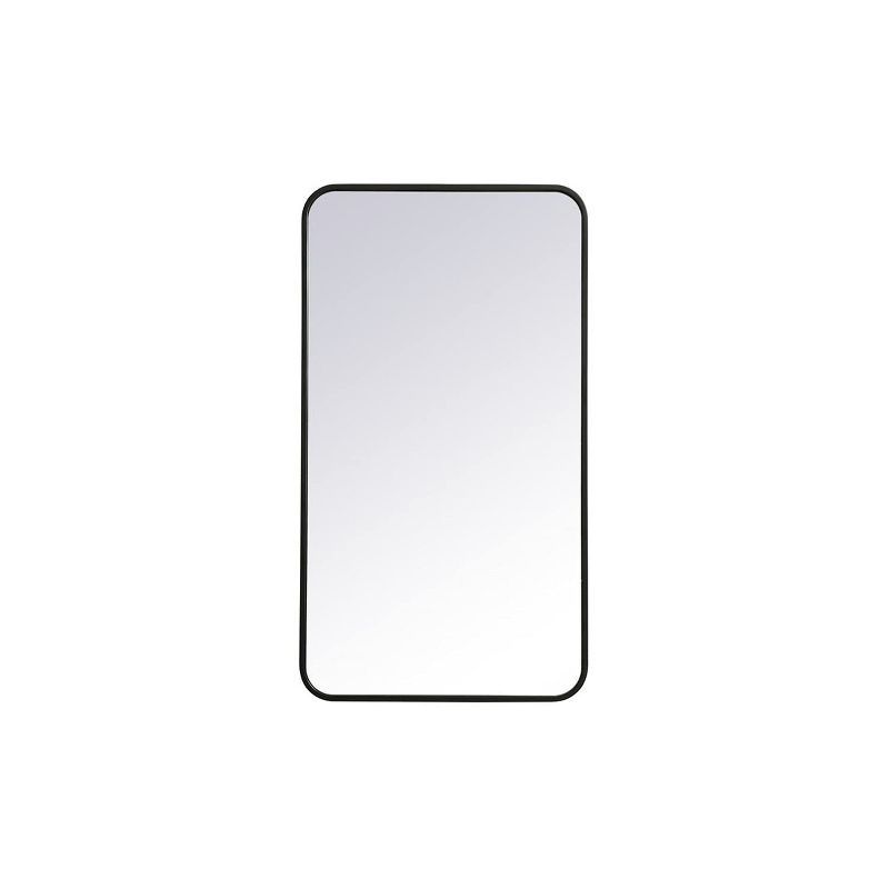 Contemporary Black Frameless Rectangular Wall Mirror 20x36 Inch