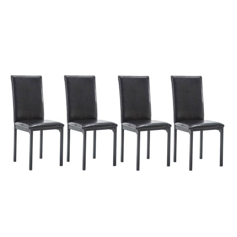 Luxor Black Faux Leather Upholstered Metal Side Chairs, Set of 4