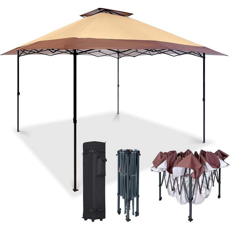 13 x 13 Foot Khaki Pop-Up Canopy Gazebo with Alloy Steel Frame