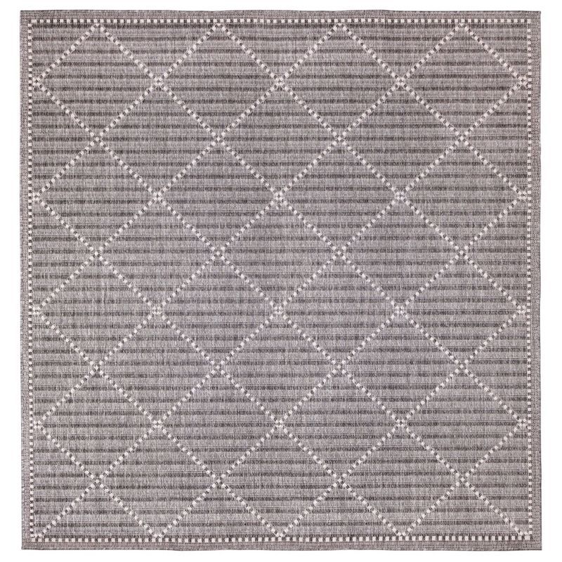 Charcoal Checker Diamond 95" Round Synthetic Area Rug