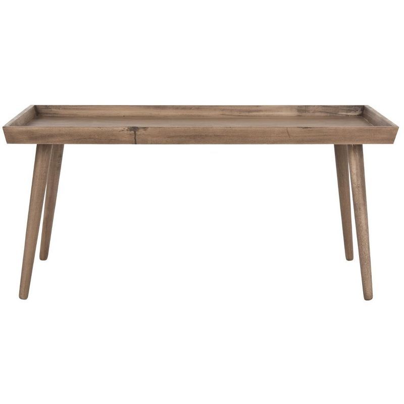 Transitional Desert Brown Pine Wood Rectangular Coffee Table with Tray
