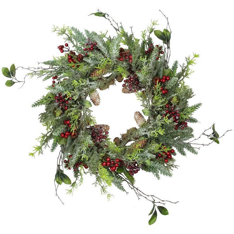 Frosted Pine and Berry 25" Artificial Christmas Wreath