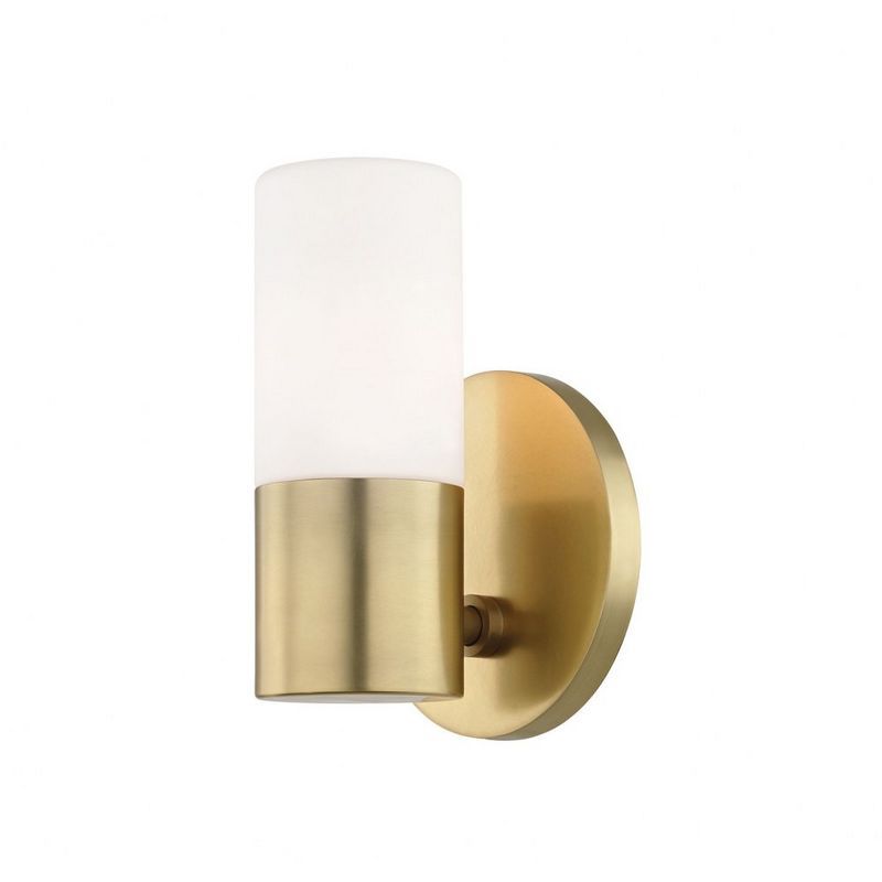 Aged Brass Opal Matte Glass 1-Light Dimmable Sconce