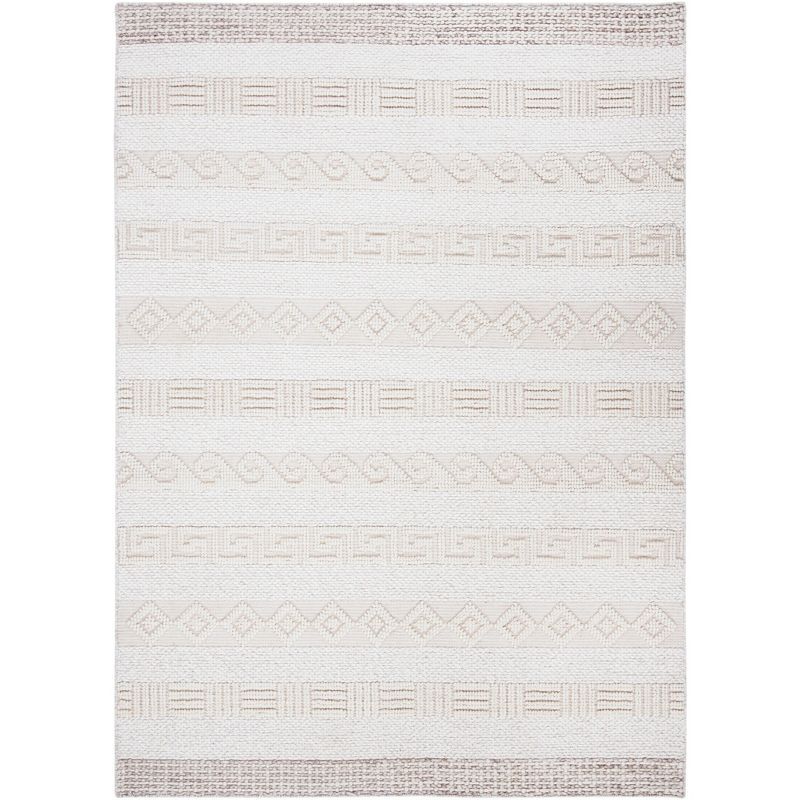 Ivory Hand-Knotted Wool and Viscose 4' x 6' Area Rug