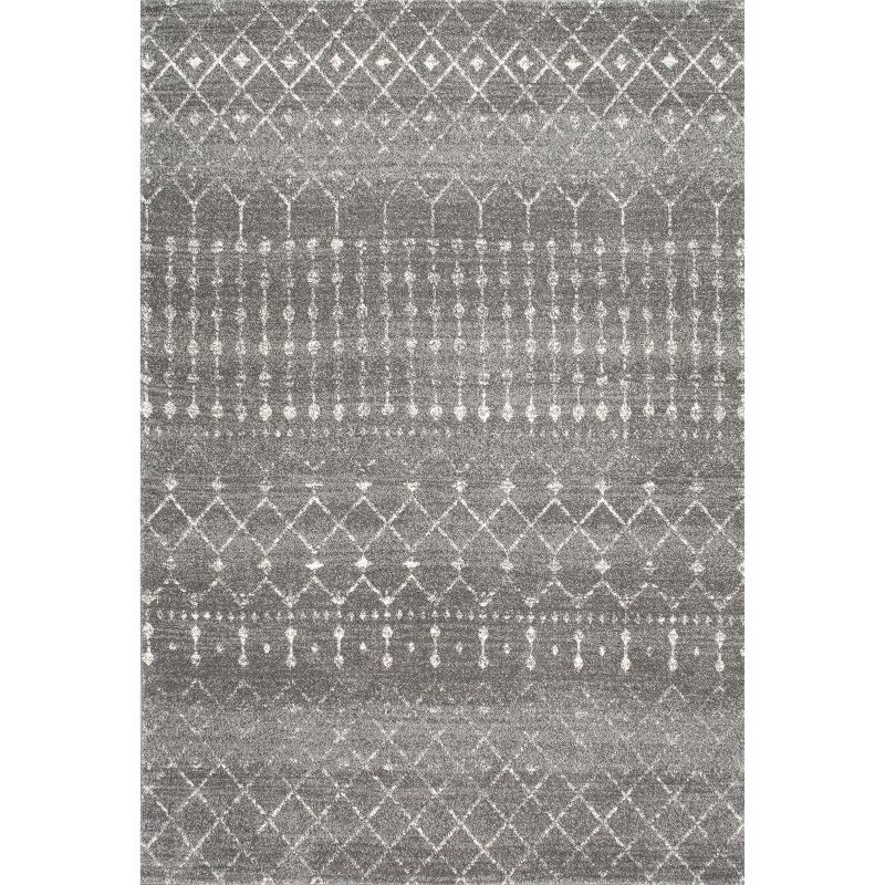 Dark Grey 5' Square Trellis Synthetic Area Rug