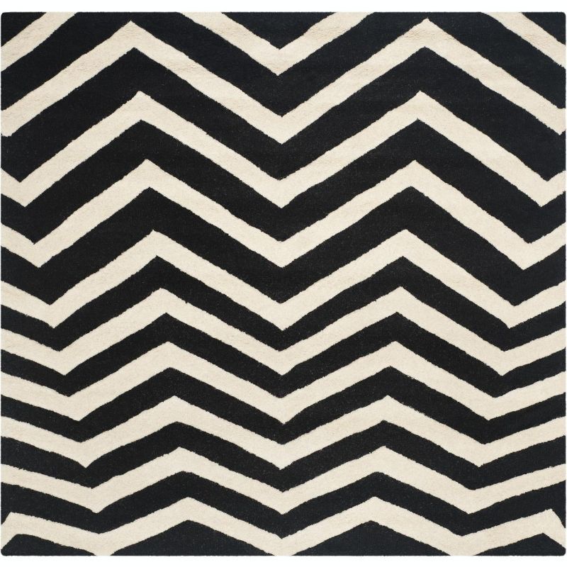 Ivory Elegance 72" Square Hand-Tufted Wool Area Rug
