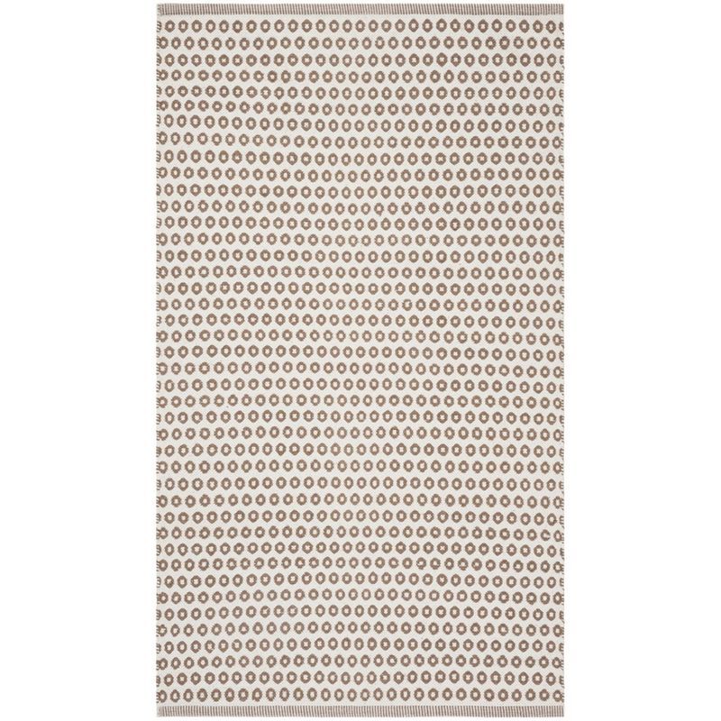 Taupe and Ivory Handwoven Wool Cotton Area Rug 6' x 9'