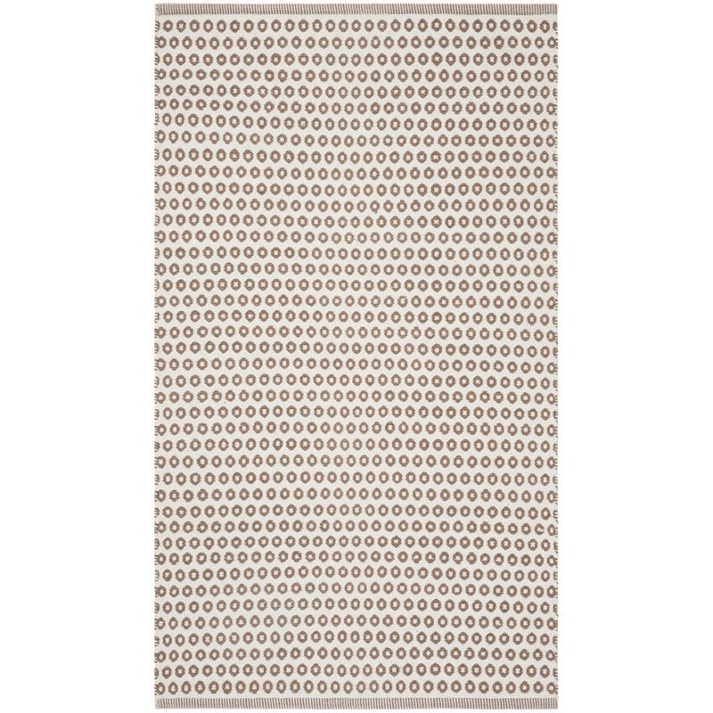 Taupe and Ivory Handwoven Wool Cotton Area Rug 6' x 9'