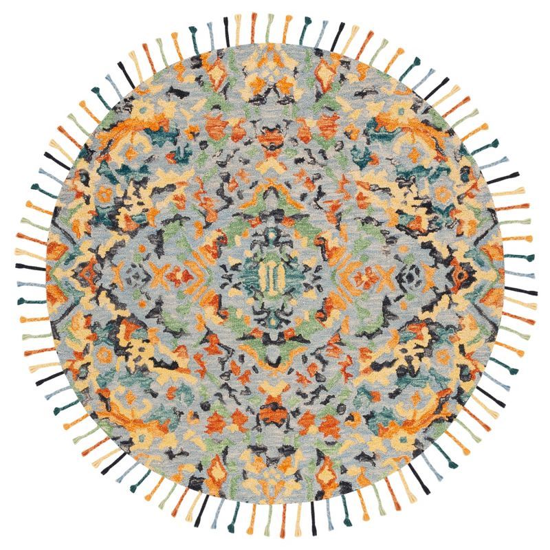 Everitt Hand-Tufted Floral Blue Wool 8' Round Area Rug