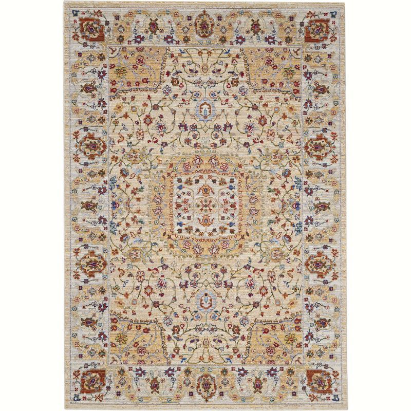 Majestic Sand Medallion Wool and Synthetic Rug 5'6" x 8'