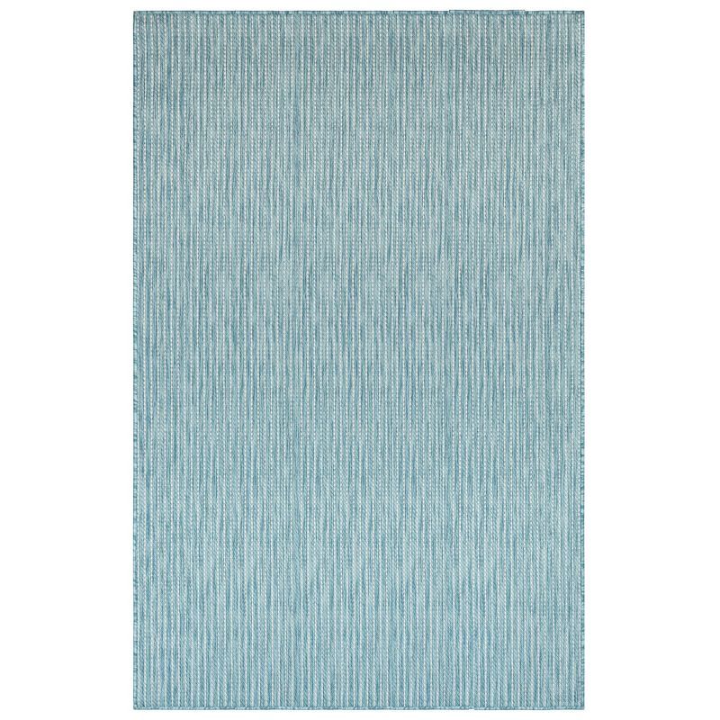 Aqua Stripe Easy-Care Rectangular Indoor/Outdoor Rug 3'9" x 5'7"