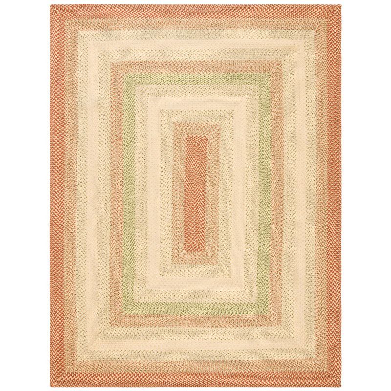 Ivory and Rust Braided Handwoven Reversible Area Rug 8' x 10'