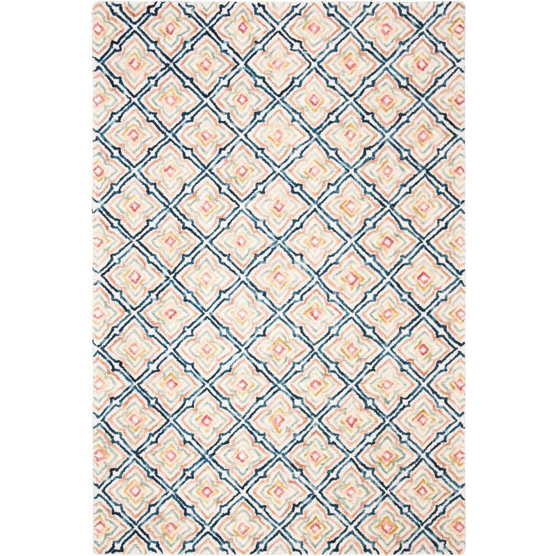 Ivory and Navy Hand-Tufted Wool Rectangular Area Rug