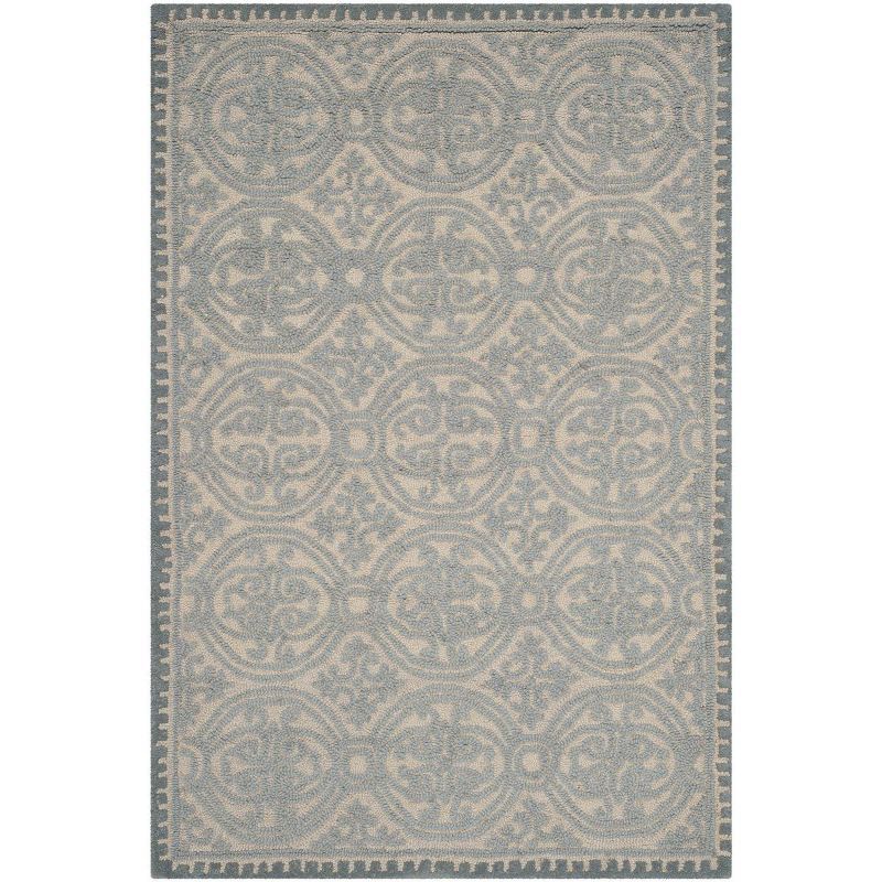 Dusty Blue Hand-Tufted Wool Geometric Area Rug 3' x 5'