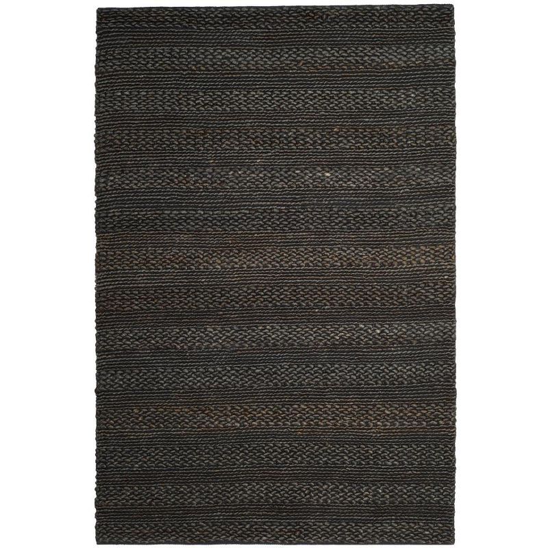 Charcoal Braided Handmade Wool-Cotton Round Area Rug, 5' x 8'