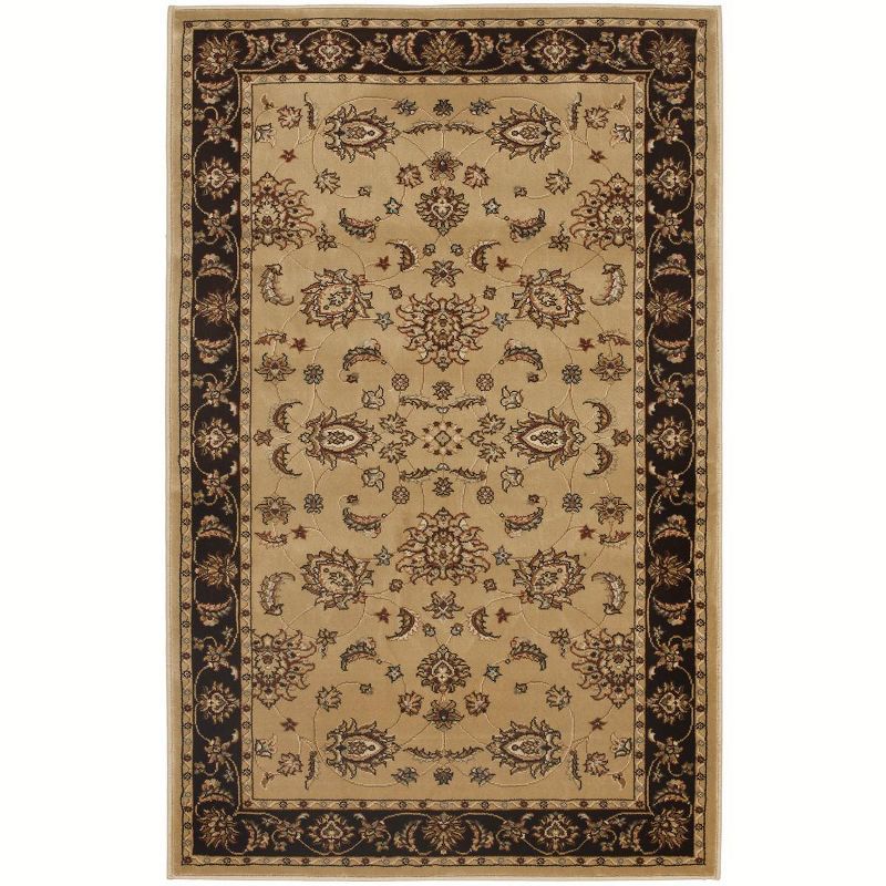 Camel and Brown Rectangular Synthetic Area Rug 64" x 40"