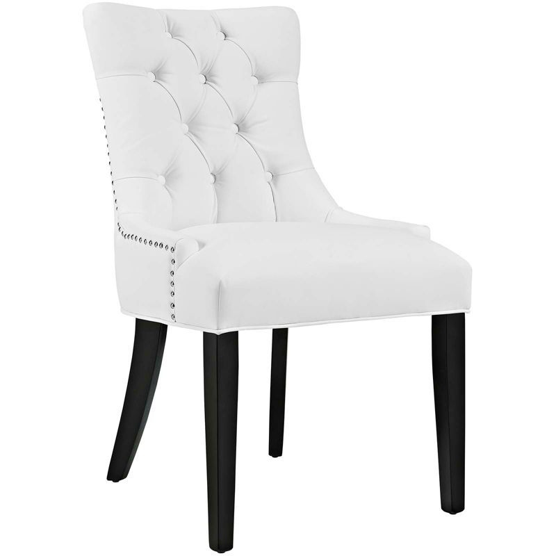 White Faux Leather Tufted Parsons Dining Chair