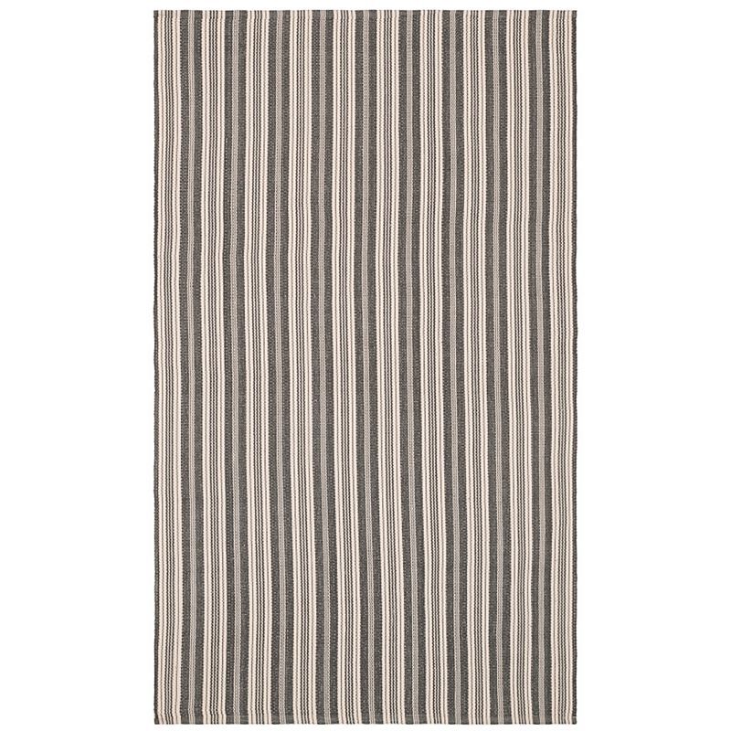 Grey and Ivory Stripe Handwoven Synthetic 4' x 6' Area Rug