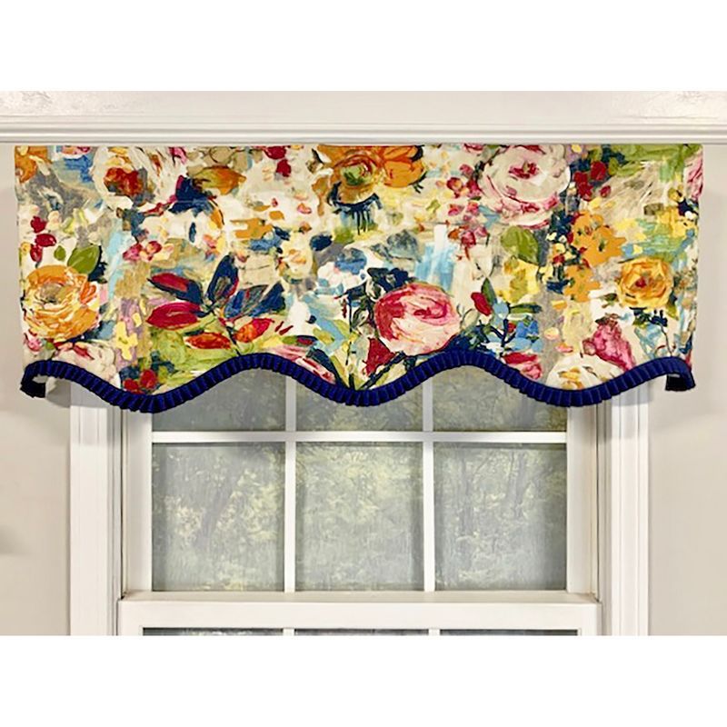 Multicolor Floral Scalloped Rod Pocket Valance