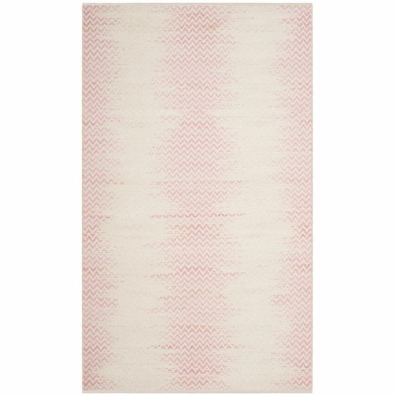 Ivory Rectangular Flat Woven Wool Rug, 4' x 6'