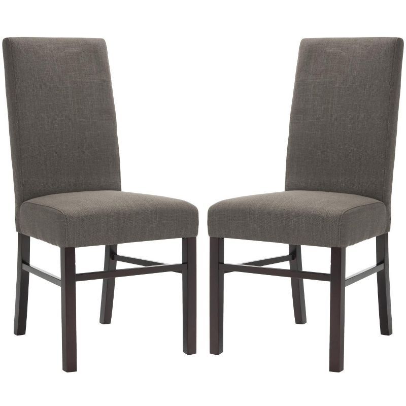 Charcoal Linen Upholstered Parsons Side Chair in Wood