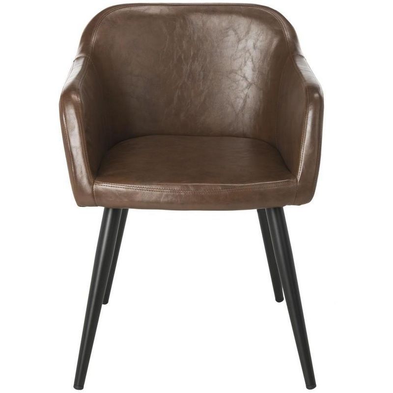 Brown Faux Leather Accent Chair with Black Legs