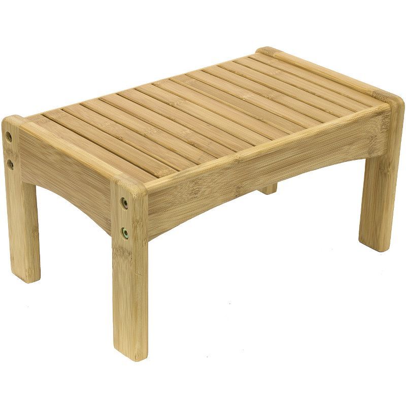 Natural Bamboo Wooden Slatted Step Stool