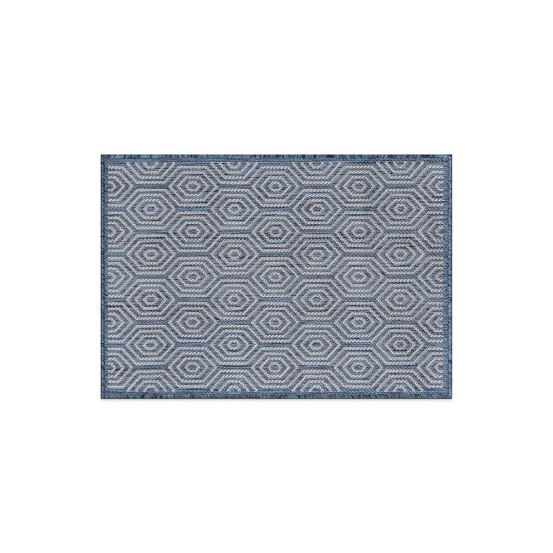 Blue Geometric 2' x 3' Flat Woven Reversible Area Rug