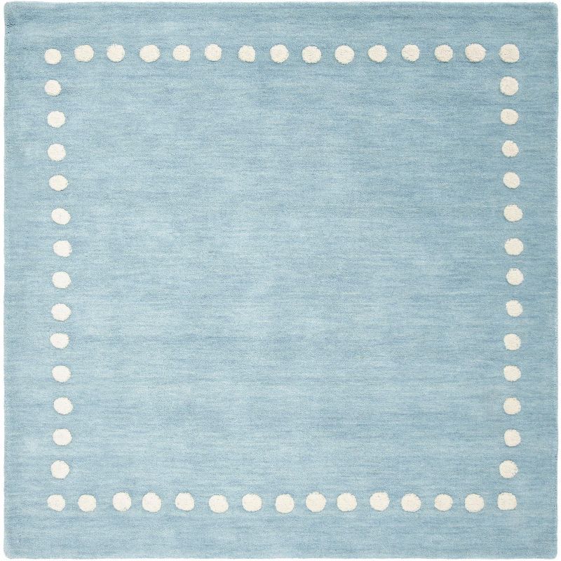 Hand-Tufted Blue and Ivory Wool Kids Square Rug