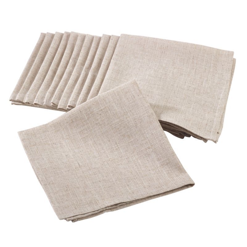 Natural Poly-Linen Blend Dinner Napkins Set of 12