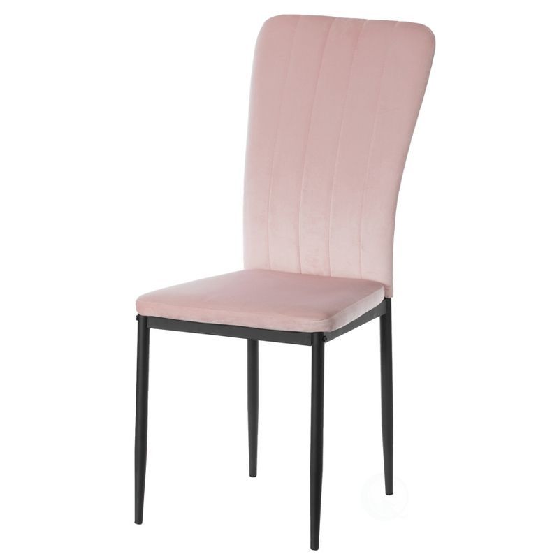 Elegant Beige Velvet Upholstered Metal Side Chair