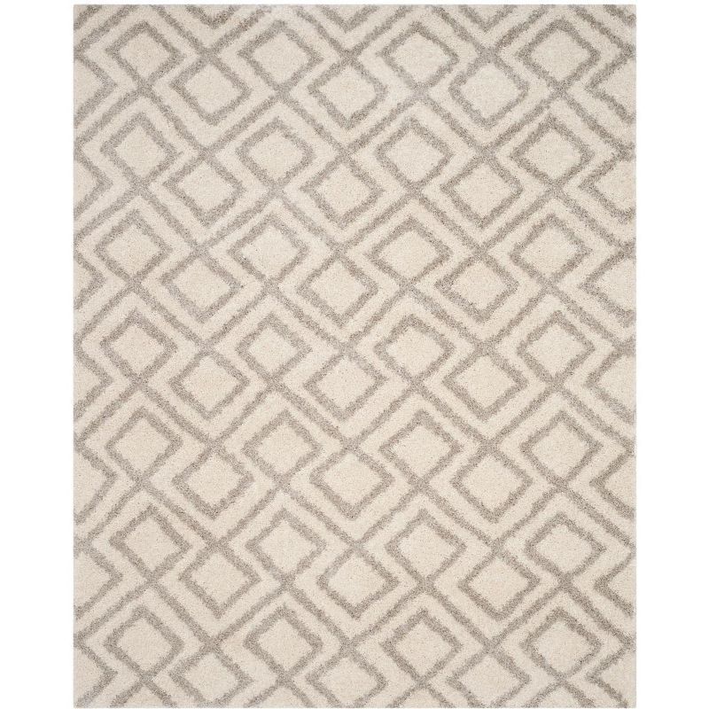 Luxurious Ivory Shag 8' x 10' Hand-Knotted Viscose Area Rug