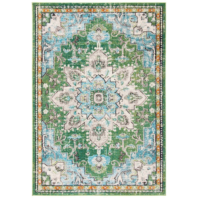 AquaMist Hand-Knotted Green Turquoise Synthetic 5'3" x 7'6" Rug