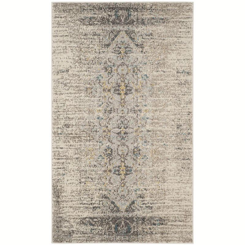 Reversible Gray Rectangular Synthetic 3' x 5' Stain-Resistant Rug