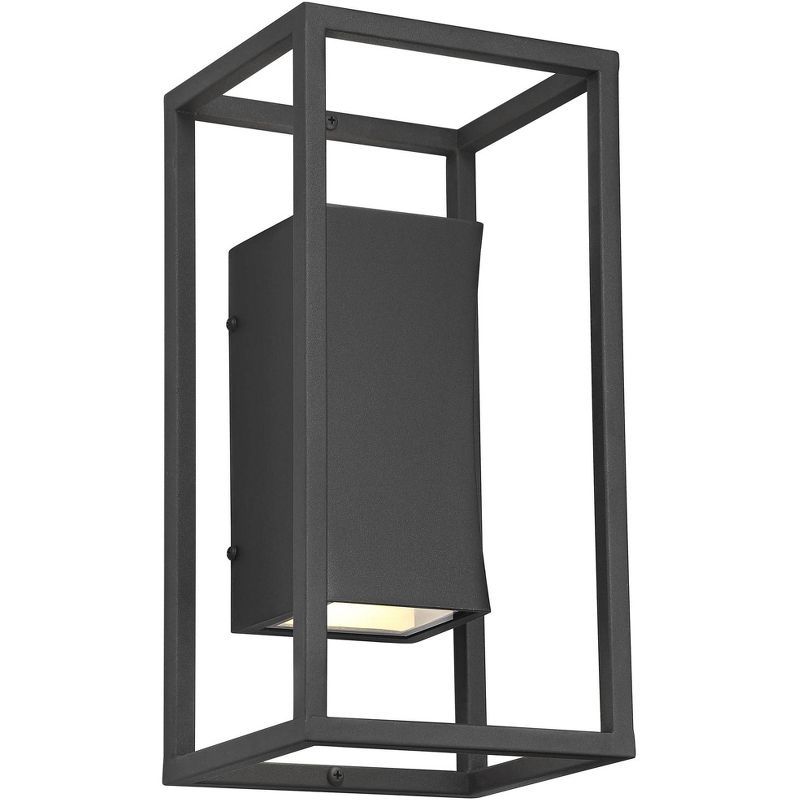 Textured Black LED Outdoor Wall Light with Sanded Glass Diffuser