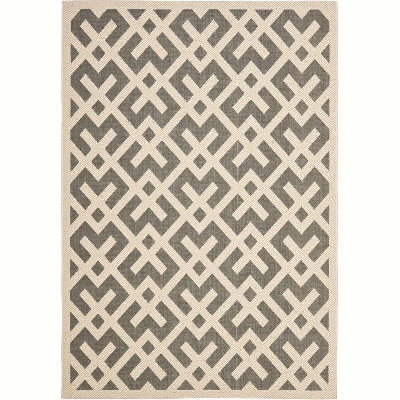 Courtyard Grey and Bone Rectangular Synthetic Area Rug