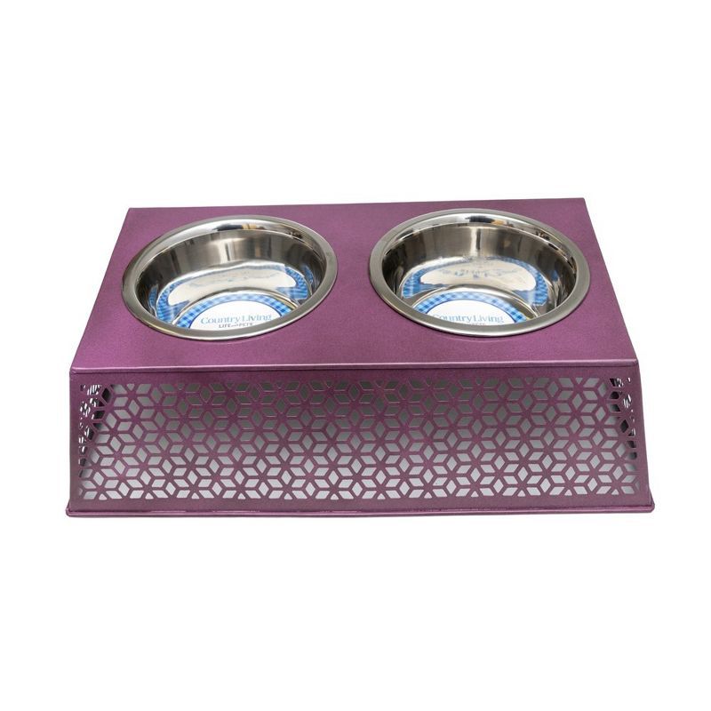 Plum Wine Elevated Dog Feeder with Stainless Steel Bowls