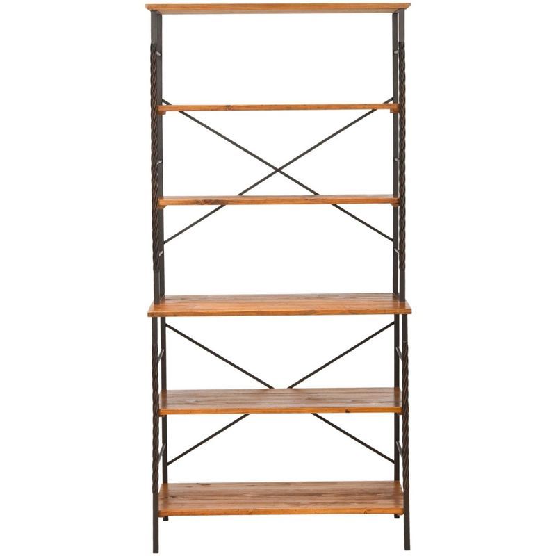 Brooke 6-Tier Walnut and Pewter Industrial Etagere