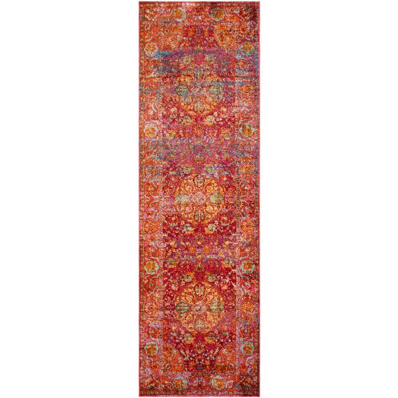 Luxor Fuchsia and Gold Hand-Knotted Runner Rug