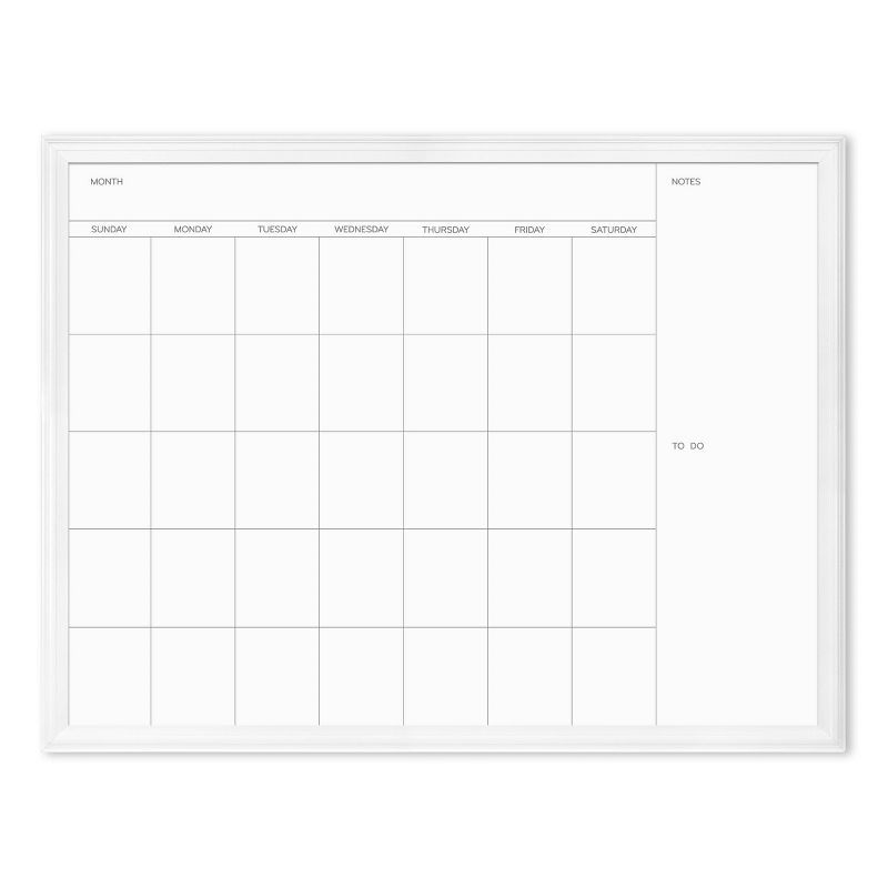 White 40"x30" Magnetic Dry Erase Calendar Board with MDF Frame