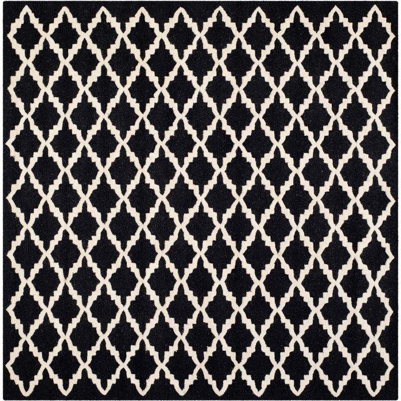 Hand-Tufted Cambridge Wool 6' Square Rug in Black/Ivory