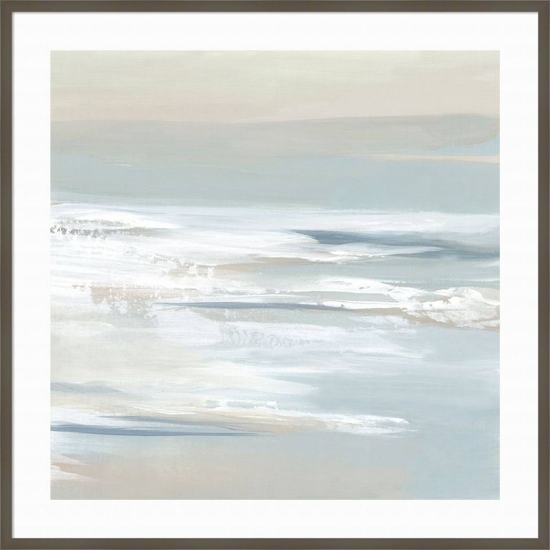 Tranquil Ocean Landscape Blue and Gray Framed Wall Art