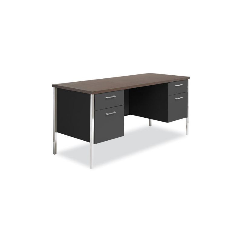 Mocha and Black Executive Steel Credenza with Filing Cabinet