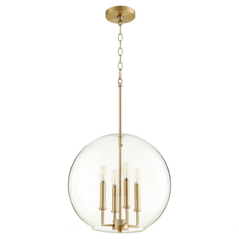 Aged Brass Globe Pendant Light with Crystal Accents