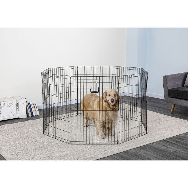 Black Metal Foldable Pet Exercise Pen 36" High