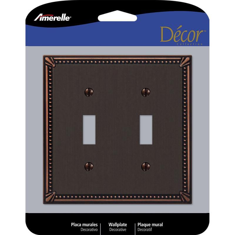 Aged Bronze 2-Gang Cast Metal Toggle Wall Plate