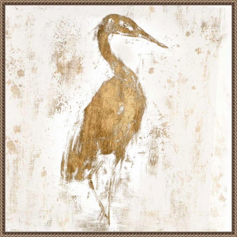 Gilded Heron Abstract Canvas Framed Wall Art 22 x 22-in